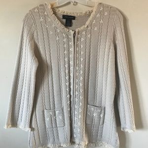 NEW NWOT Ribbed Cardigan. Taupe. Large.